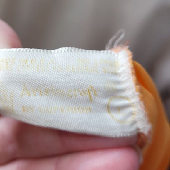 VINTAGE 80s orange sherbet tie‎ front maxi night gown dress M - Picture 5 of 14